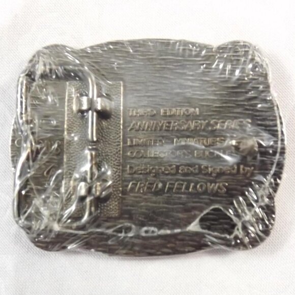 NOS 1985 Hesston National Finals Rodeo Miniature Cowboy Belt Buckle - Picture 6 of 10